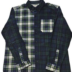 NWT LL Bean Flannel Shirt Mens Traditional Fit Scotch Plaid Green Patchwork M